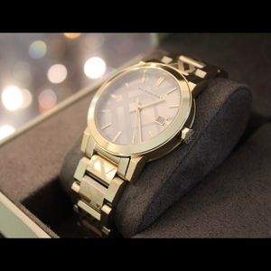 Burberry Checkered Gold Tone Watch